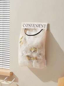 1 Pc Kitchen Trash Bag Holder, Wall-Mounted Large Capacity Storage Bag, Plastic Bag Organizer With Hook And Loop Net Pouch, Essential Kitchen Organizer Tool