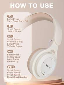 New Arrival Wireless Headphone With Hi-fi Stereo, Heavy Bass, Hd Calling, Foldable Design, Portable For Girls, Macaron Style, Ideal Gift - Apricot - View 9