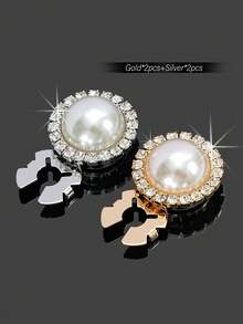 1/2/4pcs Rhinestone Button Covers For Women, Crystal Button Covers, Detachable Clip On Button Covers, Crystal Fancy Buttons For Clothing, Button Snaps With Pliers Press For Dress Suit Tux Shirt Accessories, Lead Color - Multicolor - View 17