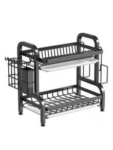 Multifunctional Kitchen Rack For Dishes, Bowls, Cutlery Storage, Countertop Draining Rack - màu đen - Xem 5