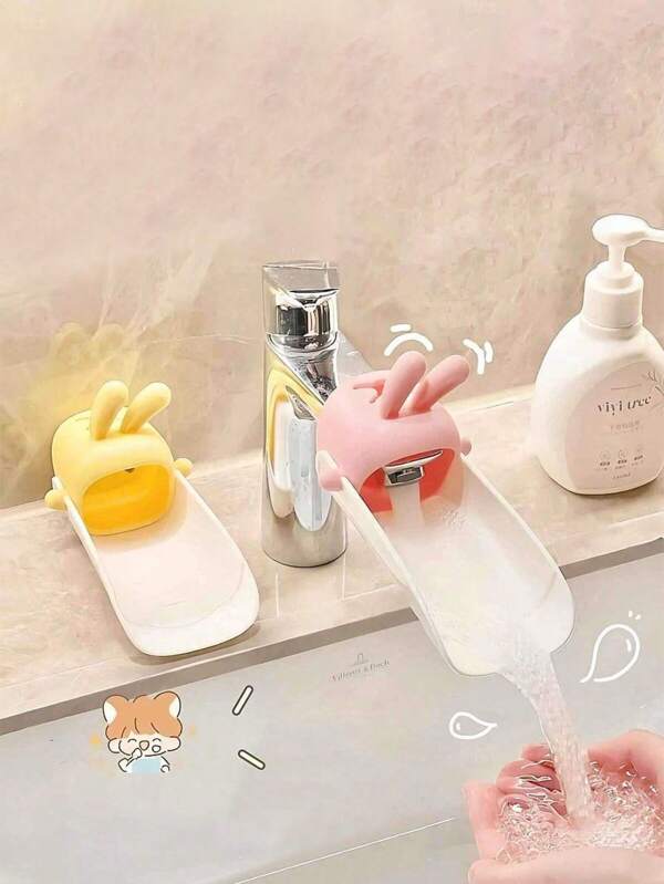 1/2pcs Rabbit Children's Cartoon Faucet Extender Bathroom Supplies Splash-Proof Toilet Kitchen Faucet Cute Cartoon Rabbit Faucet Extender, U-Shaped Faucet Extender Convenient And Practical. Flow Buffer Expansion, Suitable For Toilets, Sinks, Bathrooms, Kitchen, Washstands, Etc