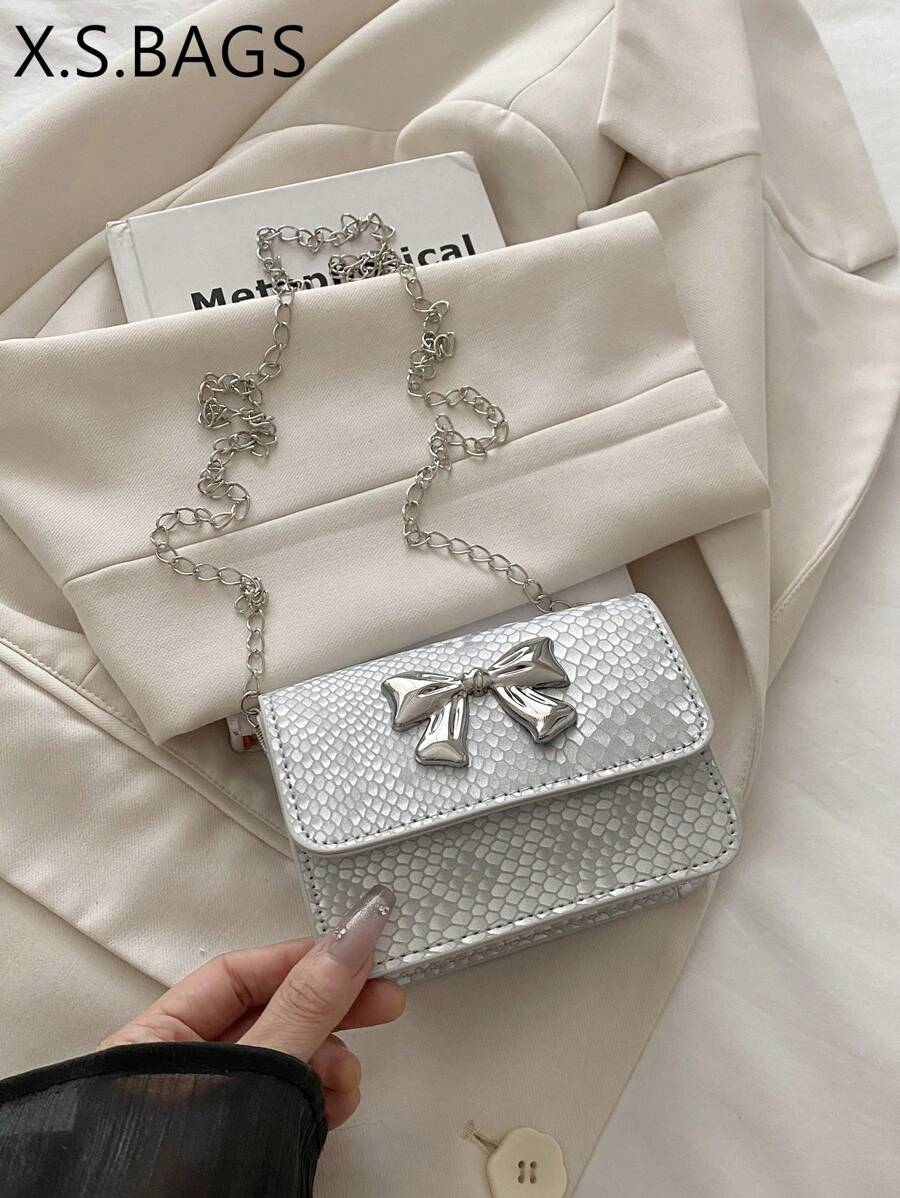 女士时尚迷你斜挎包，蝴蝶结小方包，百搭，2025年新品