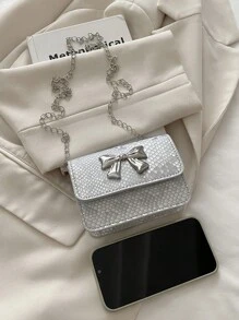 女士时尚迷你斜挎包，蝴蝶结小方包，百搭，2025年新品