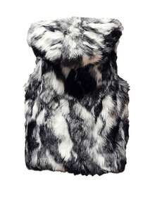Idopy Men`S Luxury Faux Fur Hoodie Coats Sleeveless Fluffy Outwear Jacket Vest With Hood Parties Night Club Halloween Overcoat - 黑色 - 查看 3