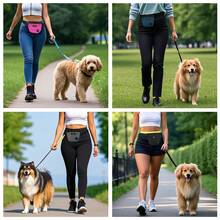 带训练响片的狗粮袋，升级版三重磁扣防漏设计，带便便袋分配器的双杯宠物散步腰包，金属夹腰带狗零食袋狗零食袋遛狗袋