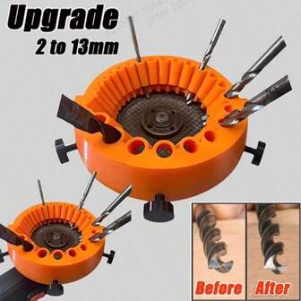 1pc Universal Multi-Functional Multi-Size Drill Bit Grinder, High-Performance Drill Bit Grinder Machine And Grinding Attachment - Suitable For Various Drill Bit Sizes, 2-13mm Capacity, For 115mm And 125mm Electric Drill Angle Grinder, Durable Plastic Structure, No Electricity Required, Applicable To Various Drill Bits On The Market, Enhances Drill Bit Efficiency!