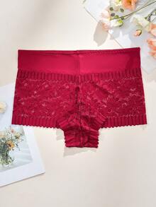 4pcs Plus Size Women's Flowery Lace High Waisted Sexy Panties - Multicolor - View 4