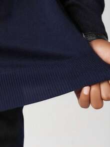 Áo len cổ lọ tay dài màu trơn tối giản cho nam, mặc thường ngày, mặc thu đông - Màu xanh hải quân - Xem 5