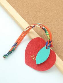1 pieza Llavero personalizado con iniciales y forma de fruta con cuerda de satén colorida, monograma dorado personalizado de cereza como accesorio para bolsas, llavero personalizado y lindo en forma de manzana, melocotón, limón, mango, pera como accesorios para bolsos, regalo para mujer para boda o San Valentín - Multicolor - Ver 28