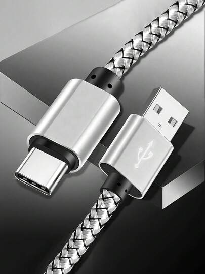 1条USB-C快速充电线[3.3英尺/6.6英尺/10英尺] USB-A转C尼龙编织充电线，兼容三星Galaxy S25 S24 S23 S22 S21 S10、Note 20 10 9 A51 G8 G7、Pixel及其他USB-C设备