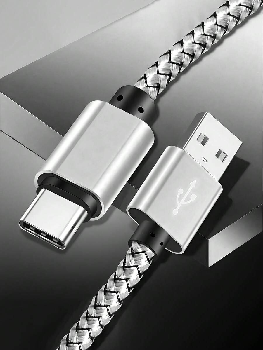 1pc USB-C Fast Charging Cable [3.3ft/6.6ft/10ft] USB-A To C Nylon Braided Charging Cord, Compatible With Samsung Galaxy S25 S24 S23 S22 S21 S10, Note 20 10 9 A51 G8 G7, Pixel, And Other USB-C Devices