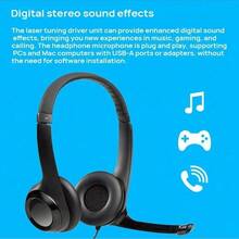 Logitech Auriculares USB H390 con cancelación de ruido, micrófono omnidireccional giratorio, control de volumen en línea, diadema cómoda y almohadillas transpirables, esenciales para centros de llamadas de clases en línea, color blanco - Blanco - Ver 4