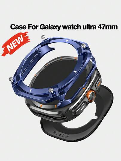 Funda resistente compatible con Samsung Galaxy Watch Ultra/Ultra 2(2025) de 47mm - Cubierta protectora con parachoques de metal para accesorios de Galaxy Watch 7 Ultra / 8 Ultra