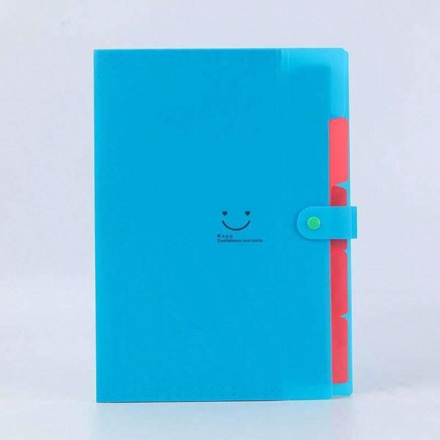 Colorful Accordion A4 File Folder, Expandable Document Organizer, 5 Compartments - 2147 azul - Ver 1