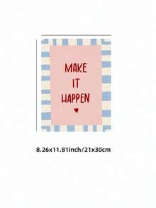 1 pieza Cartel de pared sin marco "Hazlo realidad" | Póster de empoderamiento en tono rosa palo con tipografía vintage | Impresión motivacional de autocuidado para habitación de niña y dormitorio | Decoración para sala de estudio, dormitorio, FunkyPosters, impresiones para pared - Multicolor - Ver 14