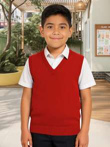Chaleco Escolar Cerrado Cuello V Acrilán - Rojo - Ver 1