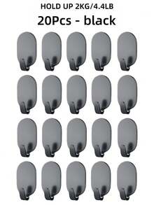 5 cái/10 cái/20 cái Móc màu trắng, đen, bạc, keo dính chắc, không đục lỗ, cửa nhà bếp và phòng tắm, móc gắn tường, không để lại dấu vết, móc dính, móc chịu lực - Nhiều màu - Xem 18