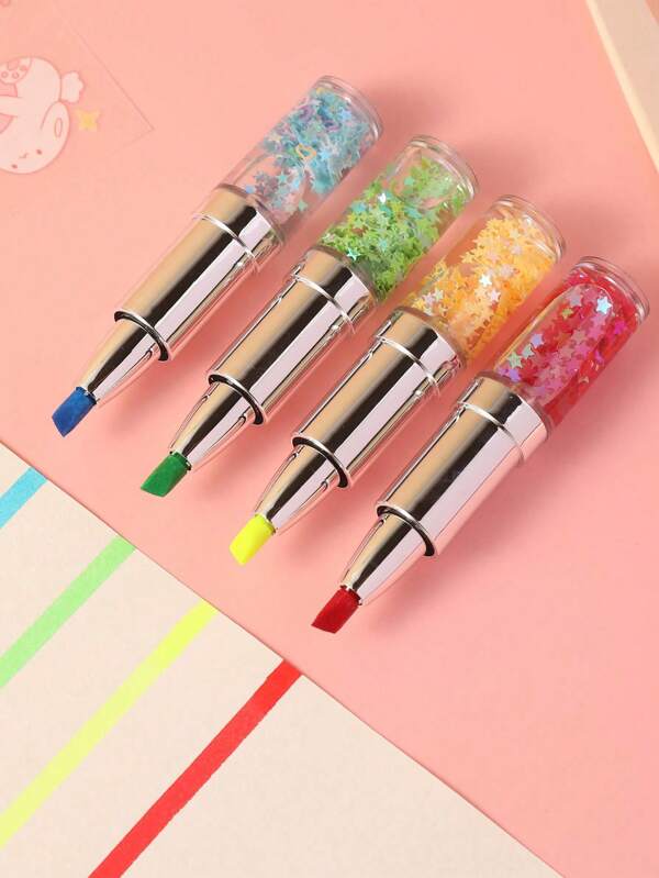 2pcs Oil And Sand Lipstick Highlighter, A Must-Have For School Class, A Cute Portable Marker Pen For Students, A Must-Have For Holidays