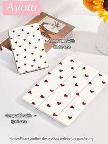 Ayotu 红色小心心 iPad 保护套，兼容三星 Galaxy Tab/iPad/Kindle，兼容 iPad 第 9/8/7 代 10.2 英寸，iPad (A16) 11 英寸第 11 代 2025，兼容 Kindle Paperwhite 第 12 代 2024，Kindle（第 11 代）2022 年发布，具有自动唤醒/睡眠功能，四角防摔，甜美俏皮的平板电脑保护套