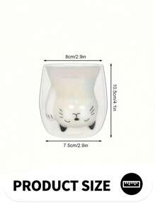 Joivida 1pc, Cup Coffee Cartoon Kitten Glass Coffee Mug, Double-Walled Espresso Coffee Cups, Heat Insulated Water Cups, Cute Kawaii Cat Drinkware, Birthday Gifts Back To School