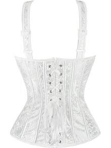 Overbust Corset Tops For Women: Plus Size Pirate Costume Women - Straps Bustier Corsets For Theme Party Costumes - 白色 - 查看 3