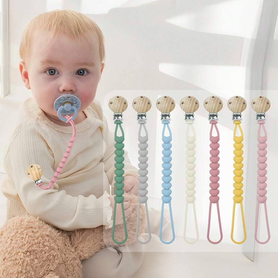 1 Stück Beißring Anti-Verlust-Kette mit Clip, Baby Schnuller Beißspielzeug, geeignet für Babys Jungen und Mädchen