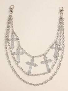 1pc Men's Punk Hip Hop Style Cross Pendant Waist Chain, Multi-Layer Waist Chain Decoration, Daily Accessory - Multi-layer - View 7