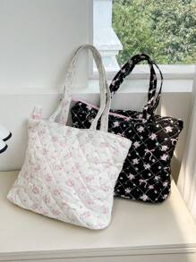 1 Pieza Bolso de tote acolchado con diseño floral, de gran capacidad, con correa de hombro, bolso de tote acolchado, bolso de tote de correa corta, bolsa escolar, bolso de hombro acolchado a cuadros, bolso de tote, diseñador para mujeres y niñas, bolso de mano acolchado y abultado, bolsos esenciales de viaje para mujeres, bolso de viaje indispensable, accesorios de bolso adecuados para ir al trabajo, la escuela y viajar