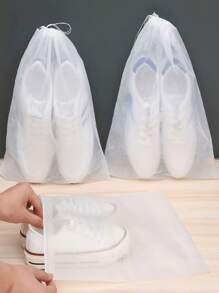 50PCS White Non-Woven Fabric Drawstring Shoe Bag - Portable Anti-Yellowing Shoe Bag, Cipő Tároló,Suitable For Travel, Hunting And Fishing. Compact And Transparent Design, Safe Seal, Dust-Proof And Moisture-Proof, Shoe Storage And Organization Device, Travel Essential, Simple Style, Sturdy And Durable, Outdoor Sports Enthusiasts