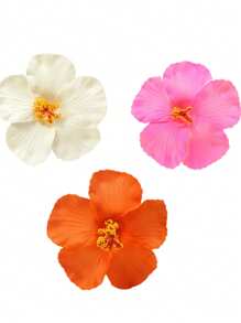 1/3支芙蓉花仿真花，夏威夷派对夏季DIY装饰，草裙舞会发饰 - 彩色 - 查看 11