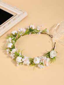 1 chiếc vương miện hoa hồng giả cho bé gái, kiểu Mori, hoa nhỏ giả, băng đô cài tóc bằng chiffon đính sao có thể điều chỉnh, phụ kiện tóc phù hợp cho kỳ nghỉ và chụp ảnh. - Nhiều màu - Xem 11