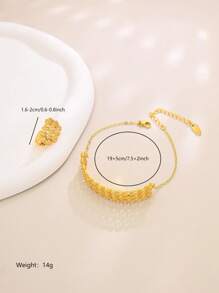 1pc Fashionable Casual Versatile Hollow Floral Bracelet & Ring Set For Women