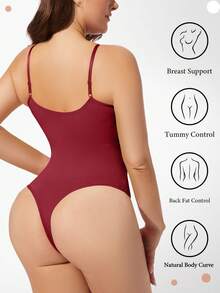 Slimming Women's Shapewear Bodysuit Thong Tummy Control Tank Top Shaping Body Shaper Snatched Waist Push Up Bust Sexy Shaping Tops Jumpsuit - 紅色 - 查看 5