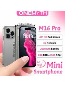 SOYES ONEMYTH M16 Pro 3G迷你智能手机来了！它拥有4.0英寸高清全面屏，内置2000毫安时大容量电池，续航更持久。2GB RAM + 16GB ROM的存储组合，带来流畅无卡顿的运行体验。它搭载安卓10.0系统，支持双卡双待。 - 灰色 - 查看 6