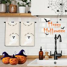 2/4 Paños de cocina con estampado de fantasmas, Halloween, súper absorbentes de microfibra moderna, paños de cocina para cocinar y hornear, paños de cocina estampados, trapos de limpieza, toallas de mano, súper suaves y muy absorbentes, gran regalo para vecinos, madres, amigos, cumpleaños, Halloween, inauguración de la casa, decoración de cocina, artículos esenciales para el hogar