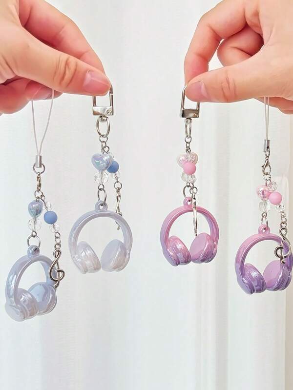 1 pieza "Amo la música" Auricular, Accesorio versátil y elegante con dije CCD para correa de teléfono, Accesorio colgante para mochila de estudiante, Llavero accesorio de coche, Gótico lindo Y2k