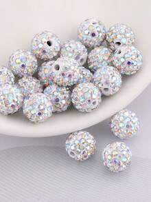 100 颗/包 10 毫米陶瓷珠手工散珠 DIY 手链项链珠宝配饰 - 100顆滿鑽陶泥珠 - 查看 26