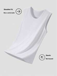 3pcs Men's Sleeveless T-Shirt Undershirt, Solid Black/White/Grey, Crew Neck, Wide Shoulder, Thin Fabric, Sports & Fitness Wear