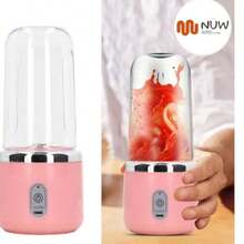 Mini licuadora portátil recargable batidora smoothies exprimidor multifuncional batería USB procesador compacto motor potente para frutas verduras jugos diseño pequeño y práctico cocina - Rosa - Ver 4
