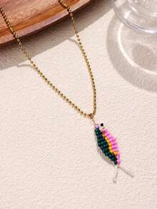 1 件彩色波西米亚风格手工串珠鱼吊坠不锈钢项链，DIY 精致百搭夏季珠宝，Y2K 个性化海洋风格女士珠宝 - 彩色 - 查看 15