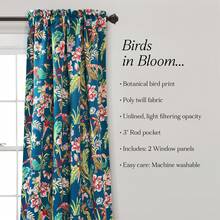 LUSH DECOR Dolores Light Filtering Window Curtain Panels Blue 52x95+2 Set Halloween-Fall Decor-Room Decor - 海軍藍/多色 - 查看 1