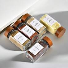 6pcs/12pcs/24pcs Set Seasoning Bottles, High-Quality Rosewood Lid Glass Spice Jars Kitchen Condiment Containers