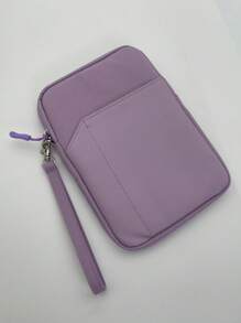 1pc Polyester Material Pink Lightweight Zipper Large Capacity Multi-Layer Electronic Notebook With Padded Travel Protective Case, Suitable For 8"/11"/12.9" Tablets