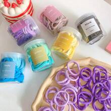 50 件无缝发带套装 - 女士柔软防滑弹力发带、日常马尾辫固定器、夏季发饰散装，适合健身房、瑜伽、沙滩派对（粉色）、马尾辫固定器、发圈、发橡皮筋、发绳 - 藍色[罐裝] - 查看 2