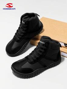 HOBIBEAR 1 Pair Unisex Waterproof Leather Sports Shoes, Soft Rubber Sole, Wide Fit, Comfortable, Suitable For Men And Women, Autumn/Winter, Black