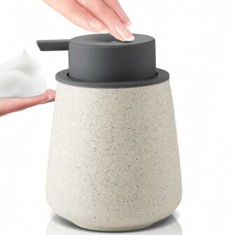 1 pieza Botella de dispensador de jabón de espuma de cerámica de 12 onzas con prensa manual, boca ancha y recargable, apto para jabón de manos, gel de ducha, champú, loción limpiadora de restaurante - Adecuado para hotel, cocina, baño, accesorios para el hogar