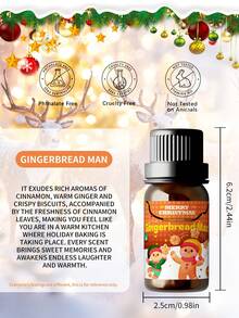 EMBRACEX. 10ml Aceites esenciales de aroma a pan de jengibre con forma de hombre de jengibre para Navidad. Pueden usarse para hacer velas navideñas, ambientadores de hogar, decoración navideña y regalos navideños. Ayudan a eliminar olores y aumentar el aroma navideño, creando un ambiente relajante. También pueden usarse como ambientadores de coche de aromaterapia con fragancia duradera.
