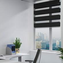 VA-Cerulean Double Roller Blind Klemmfix Without Drilling Duo Roller Blinds For Windows And Doors, Clamp Roller Blind Window Blind Translucent, Privacy And Sun Protection, W 60 X H 120 Cm, Black/Grey/White