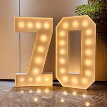 4ft Marquee For Numbers 0-9, 2025 Marquee For Numbers 4 Feet Tall, Mosaic Numbers For Balloons, Warm White Light Up Numbers For Party Decorations, Birthday, Anniversary Party Decor - 黃色 - 查看 9