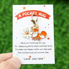 1pc/2pcs/5pcs Fox & Daisy Keychains With "A POCKET HUG" Comfort Card - Cute Animal Keychain, Ideal For Birthday, Wedding,Cheer-Up & Friendship S,Perfect For Friend,Family,Daily Bag Charms And Backpack Decoration,Suitable For Men And Women. Halloween Accessories Teachers Day Christmas Gift Ideas Bag Accessories Lanyards With Id Holder Car Accessories
